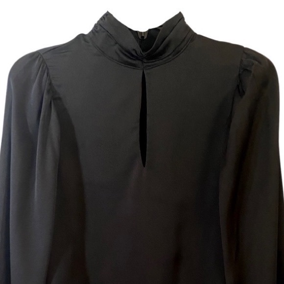 VINE & LOVE  Black Silky Blouse Long Sleeves - Picture 3 of 6